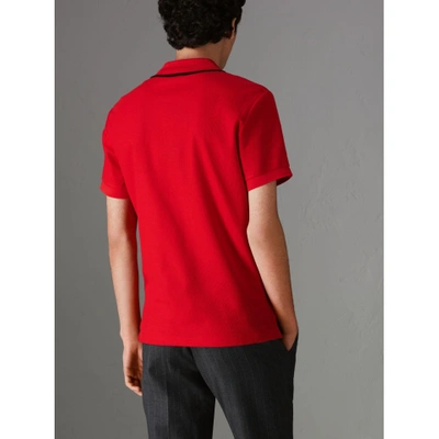 Shop Burberry Archive Logo Cotton Piqué Polo Shirt In Military Red