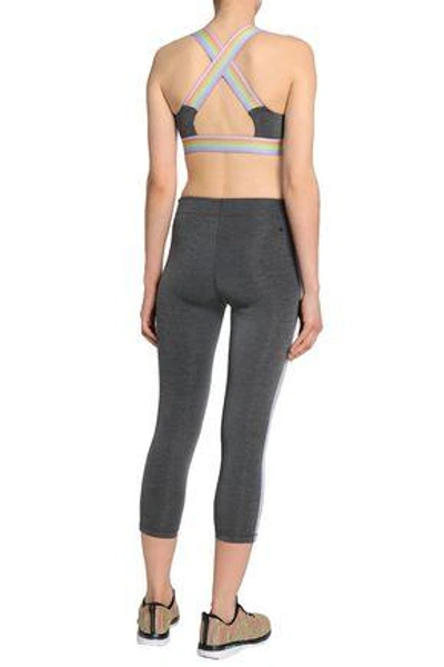 Shop Purity Active Striped Mélange Stretch Sports Bra In Anthracite