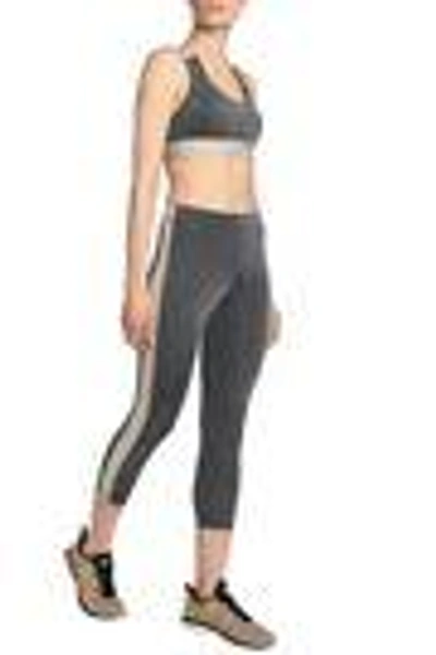 Shop Purity Active Striped Mélange Stretch Sports Bra In Anthracite