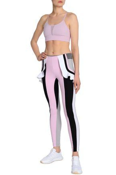 Shop Purity Active Woman Mesh-paneled Stretch Sports Bra Baby Pink