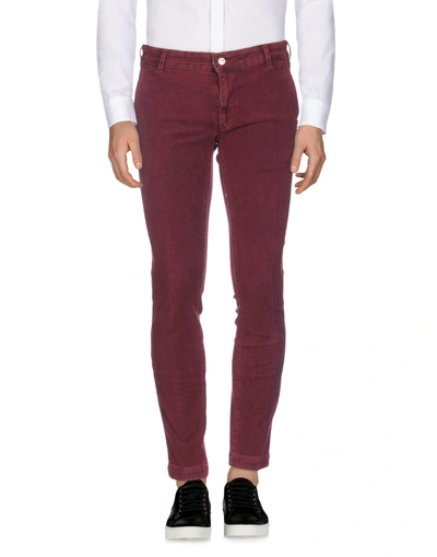 Shop Entre Amis Man Pants Burgundy Size 33 Cotton, Elastane In Red