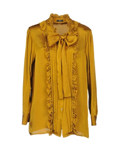 Shop High Shirts & Blouses With Bow In Ocher