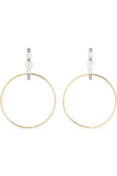 Shop Jemma Wynne 18-karat Gold, Pearl And Diamond Earrings