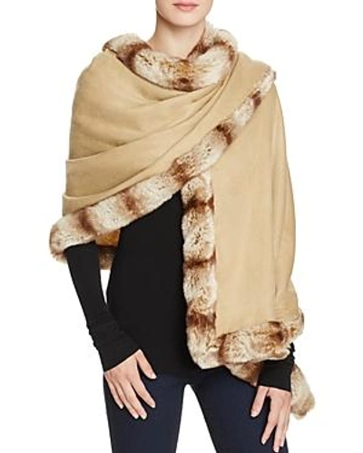 Shop Badgley Mischka Faux Fur Trim Wrap In Camel