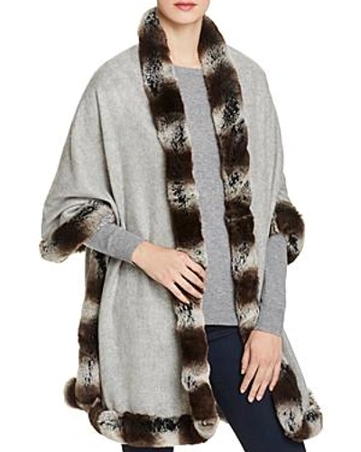 Shop Badgley Mischka Faux Fur Trim Wrap In Gray
