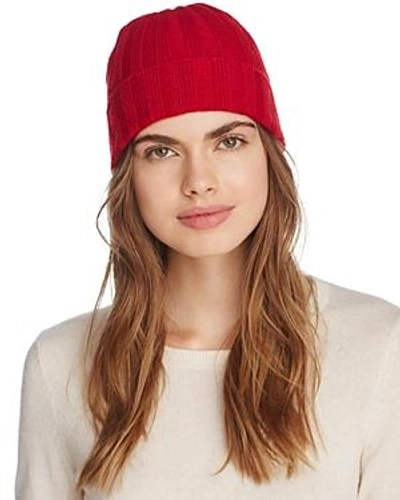 Shop C By Bloomingdale's Ribbed Cashmere Cuff Hat - 100% Exclusive In Cherry