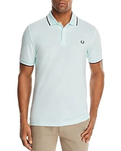 Shop Fred Perry Tipped Pique Slim Fit Polo Shirt In Del La Mar Mint