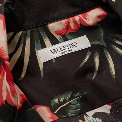 Shop Valentino Floral Print Vacation Shirt In Black