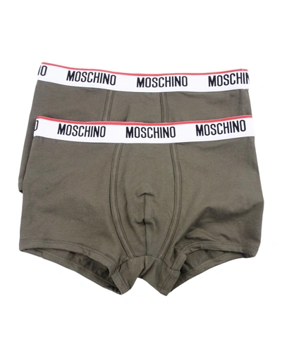 Shop Moschino Man Boxer Military Green Size S Cotton, Elastane