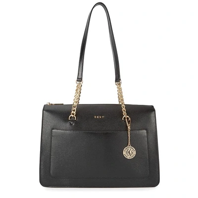 Shop Dkny Byrant Large Leather Tote In Black