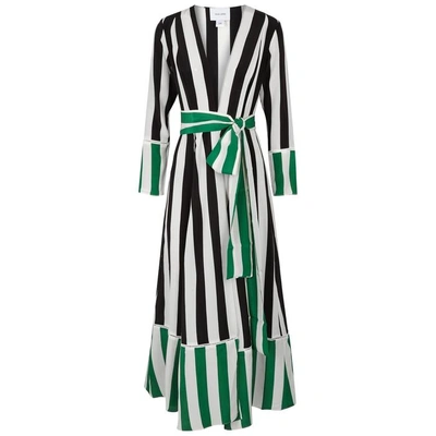 Shop We Are Leone Contrast-striped Silk Maxi Jacket