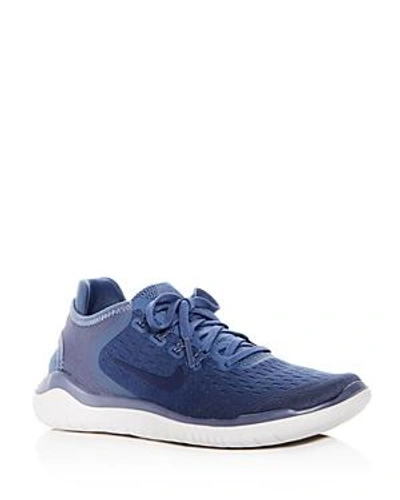 Shop Nike Women's Free Rn 2018 Lace Up Sneakers In Diffused Blue/natural