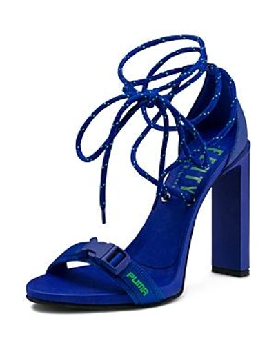 Shop Fenty X Puma Fenty Puma X Rihanna Women's Bungee Cord High-heel Lace Up Sandals In Dazzling Blue