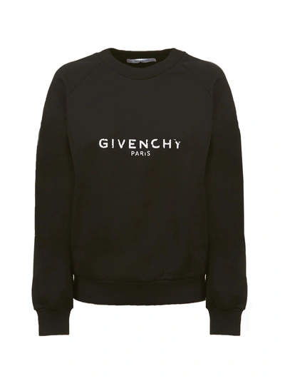 Shop Givenchy Logo Print Sweatshirt In Nero Bianco