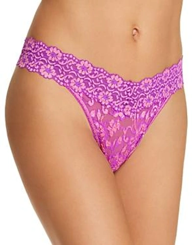 Shop Hanky Panky Cross-dyed Signature Lace Original-rise Thong In White Orchid