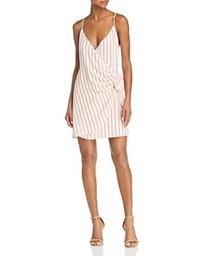 Shop Sage The Label Aurelia Striped Mini Wrap Dress In Coral