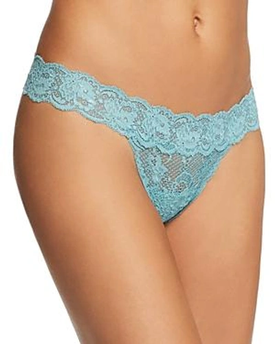 Shop Cosabella Never Say Never Cutie Low-rise Thong In Dusty Turquoise