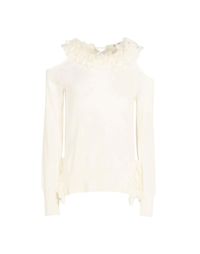 Shop Ermanno Scervino Woman Sweater Ivory Size 8 Viscose, Polyester, Polyamide In White