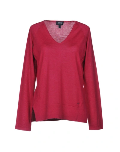 Shop Armani Jeans Sweaters In Garnet