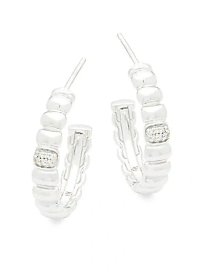 Shop John Hardy Women's Sterling Silver & Diamond Hoop Earrings
