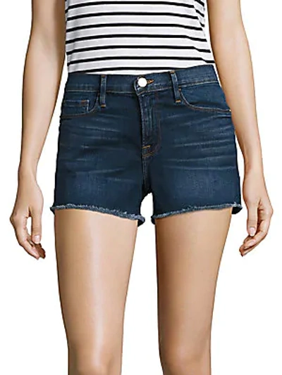 Shop Frame Le Cut-off Denim Shorts In Blue