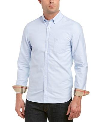 burberry check detail cotton oxford shirt