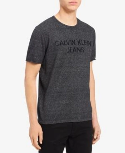 Shop Calvin Klein Jeans Est.1978 Men's Marled Embroidered-logo T-shirt In Marled Black