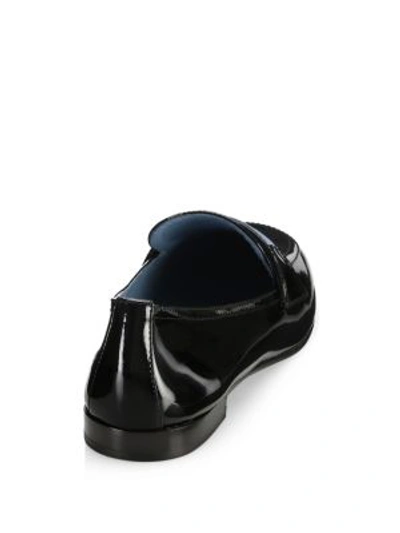 Shop Prada Women's Logo Patent Leather Loafers In Black