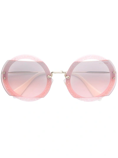 Shop Miu Miu Eyewear Round Shaped Sunglasses - Pink In Pink & Purple