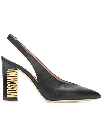 Shop Moschino Slingback Logo Sandals