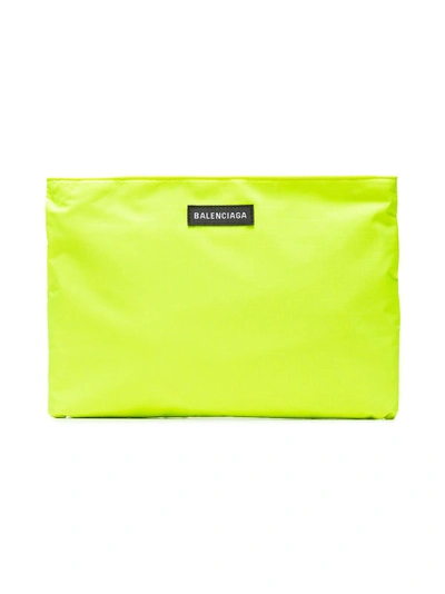 Shop Balenciaga Yellow Neon Explorer Logo Pouch