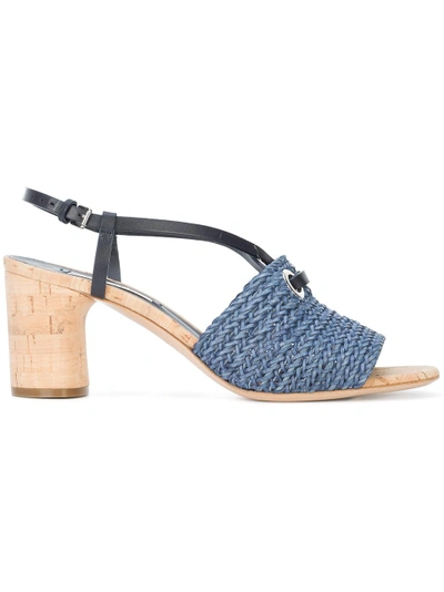 Shop Casadei Woven Slingback Sandals