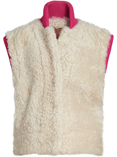 Shop Burberry Two-tone Fitted Gilet - White