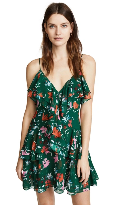 Shop C/meo Collective Elude Mini Dress In Emerald Floral