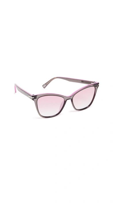 Shop Marc Jacobs Cat Eye Sunglasses In Black Fuchsia/pink