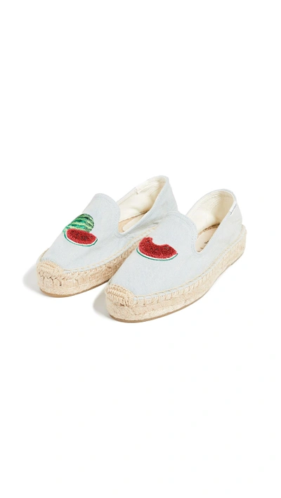 Shop Soludos Watermelons Smoking Slippers In Chambray