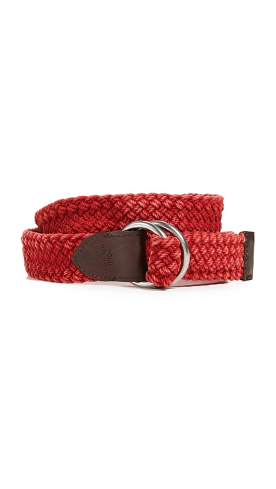 Shop Polo Ralph Lauren Braided Belt In Red