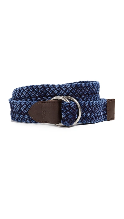 Shop Polo Ralph Lauren Braided Belt In Navy