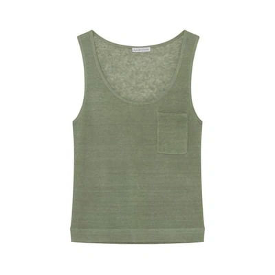Shop Ille De Cocos Linen Gauze Vest Sage In Green