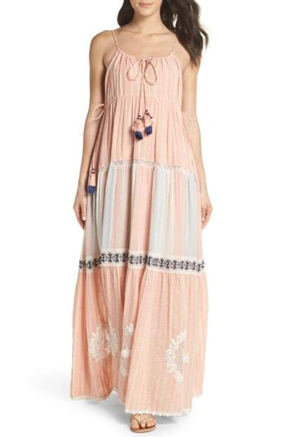 Shop Hemant & Nandita Cover-up Maxi Dress In Peach