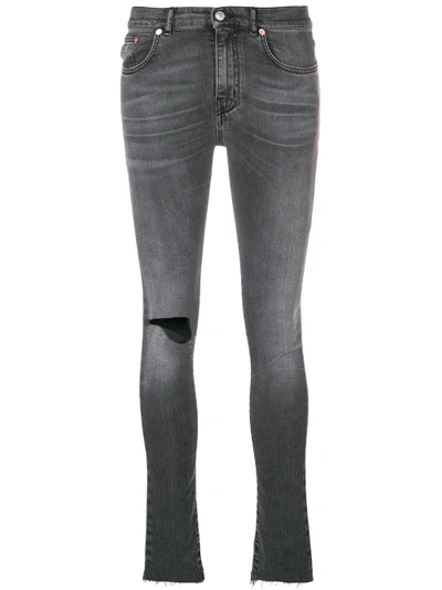 Shop Balenciaga Knee Hole Skinny Jeans - Grey