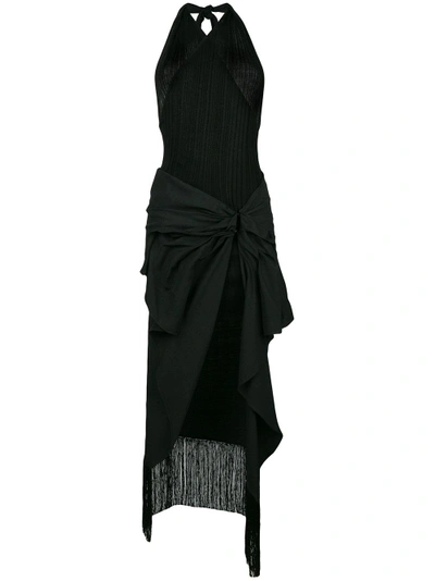 Shop Jacquemus Layered Halterneck Dress In Black