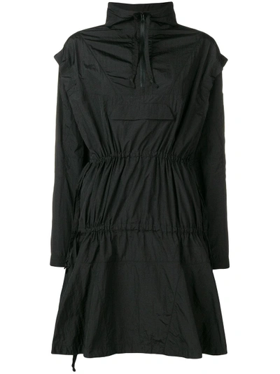 zipped neck flared dress