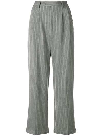 Shop Perks And Mini P.a.m. Pinstripe Wide Leg Trousers - Grey