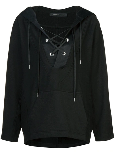 Shop Barbara Bui Lace Up Front Hoodie