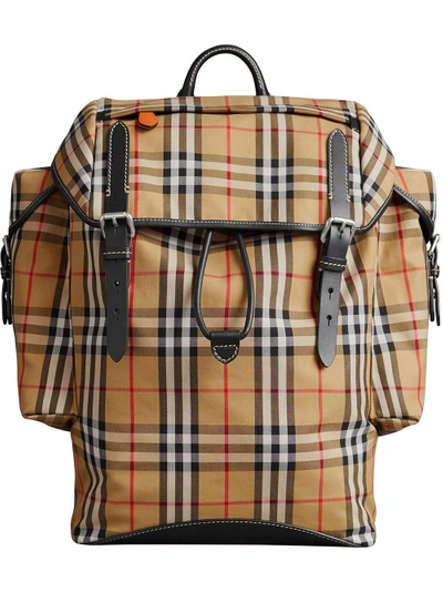 Shop Burberry Vintage Check Ranger Backpack In Yellow
