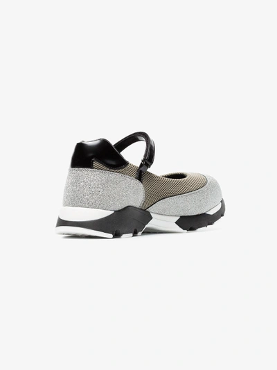 Shop Marni Olive Green And Silver Neoprene Glitter Sneakers In Metallic