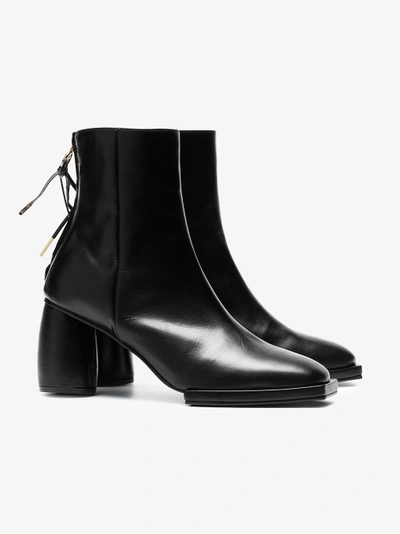 Shop Reike Nen Black 80 Square Toe Leather Ankle Boots