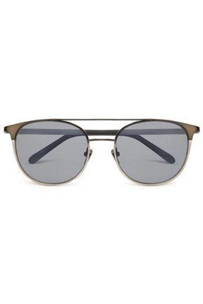 Shop Linda Farrow Woman D-frame Acetate And Silver-tone Sunglasses Grey Green