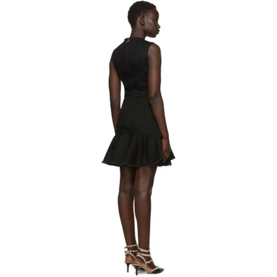 Shop Alexander Mcqueen Black Mini Denim Dress In 1000 - Blac